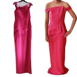 Black Halo La Reina Off-The-Shoulder Gown In Rare Fuchsia